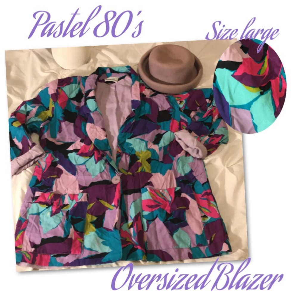 Pastel Colorful Abstract Blazer Size Large